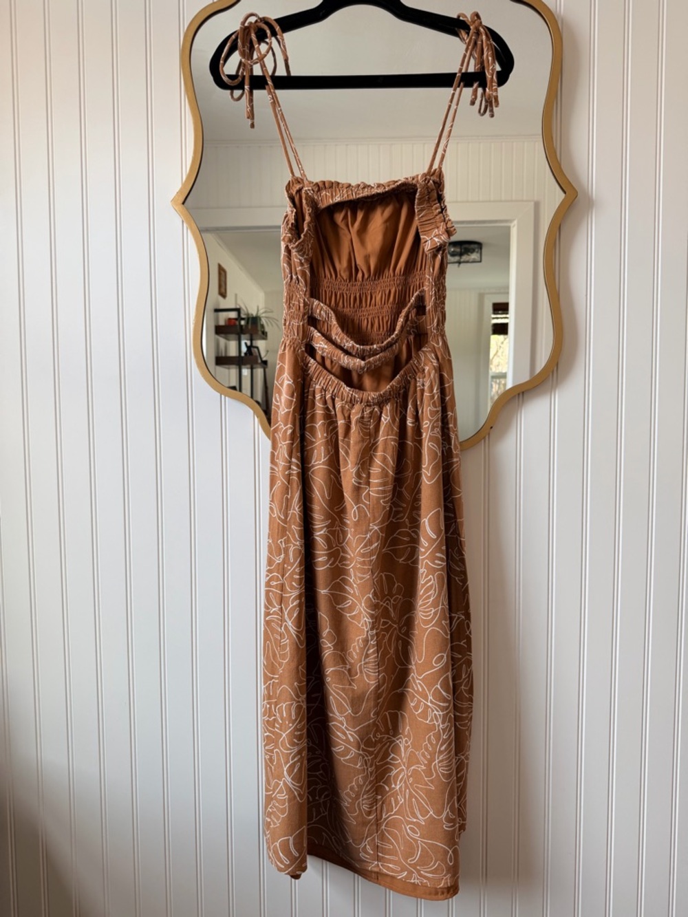 Sadie & Sage Earthen-Brown Floral Maxi Dress with Tie Shoulders - Picture 4 of 8